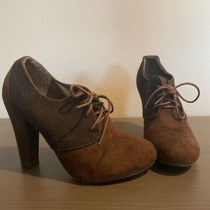 Brown suede heels